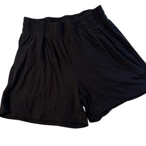 Women's Black Activ elastic waist pull on Shorts pockets Athleisure size small